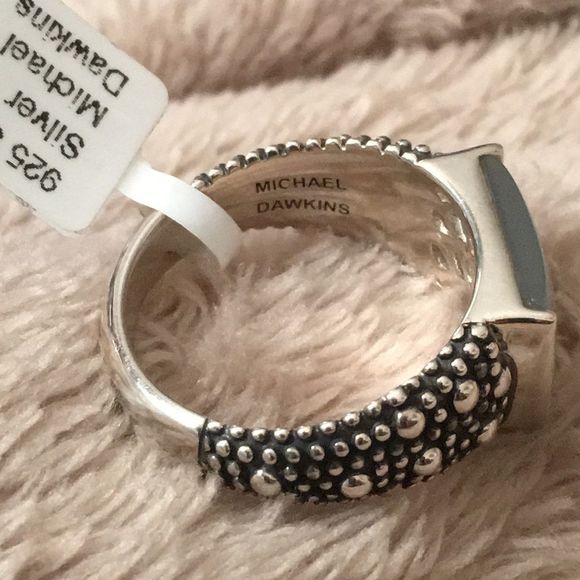 MICHAEL DAWKINS Sterling Silver 925 Starry Night Mother of Pearl Ring Sz 9.5 NIB - Picture 4 of 8